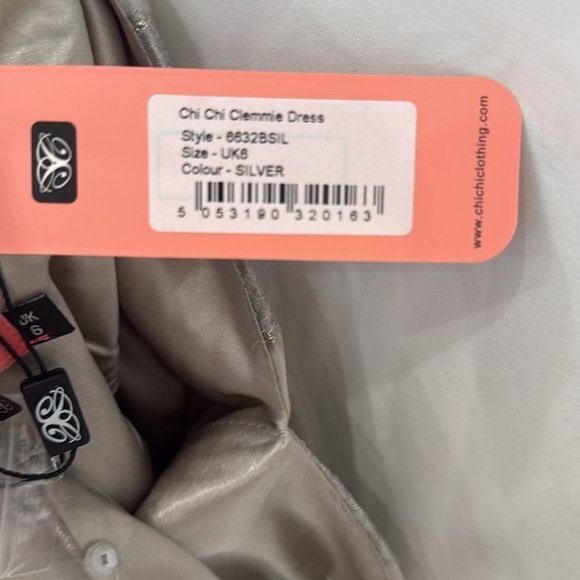 Clemmie Jacquard Metallic Frill Detail Dress In Silver Size 6 - Picture 9 of 9